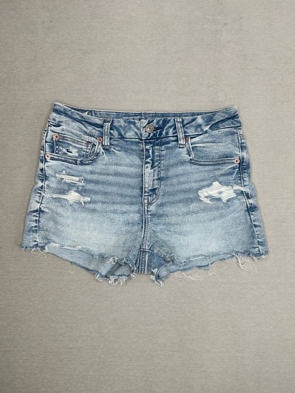 American Eagle Outfitters Light Blue Distressed Denim Shorts Next Level Stretch